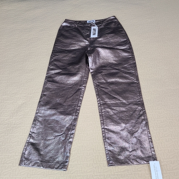 Amylynn Yasmine Metallic Straight faux leather pants size L - Picture 3 of 11